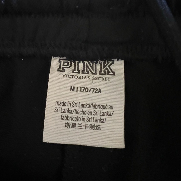 PINK Victoria’s Secret Black Logo Tape Joggers Athleisure Track Pants M - Picture 4 of 5
